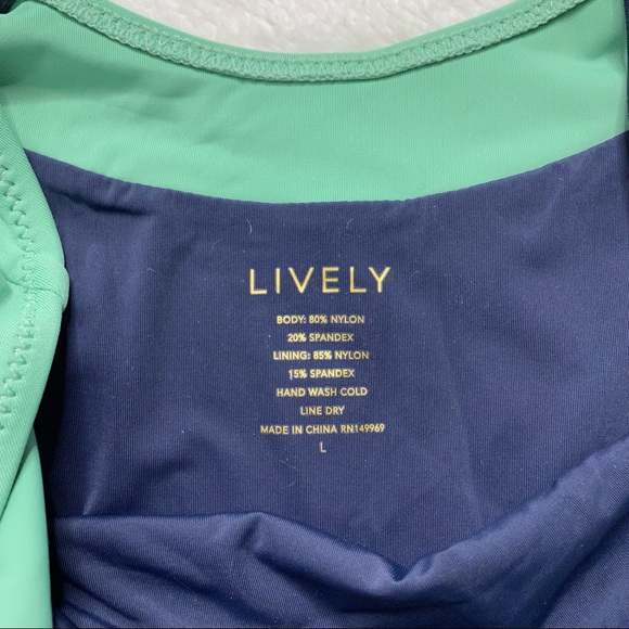 LIVELY The V One Piece Bathing Suit Creme de Menthe Blue Green Large - Picture 3 of 3